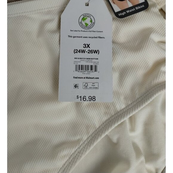 Time and Tru Womens 3X High Waist Vanilla Dream Cream Colored Bikini Bottoms - Picture 4 of 6